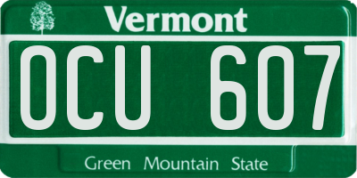 VT license plate OCU607