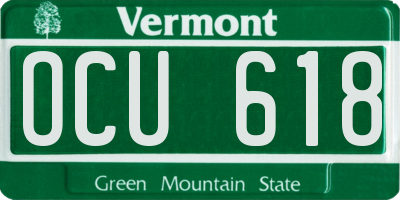 VT license plate OCU618
