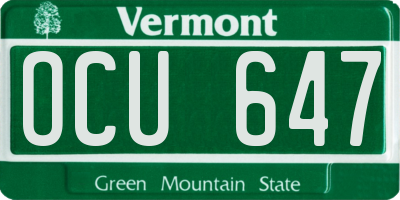 VT license plate OCU647
