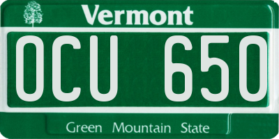 VT license plate OCU650