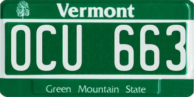 VT license plate OCU663