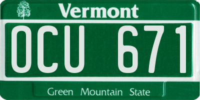 VT license plate OCU671