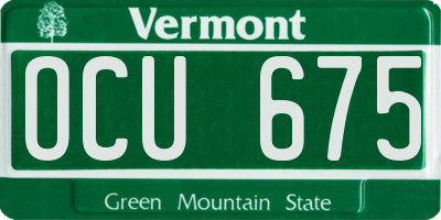 VT license plate OCU675