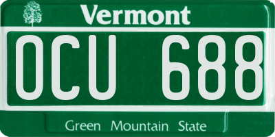 VT license plate OCU688
