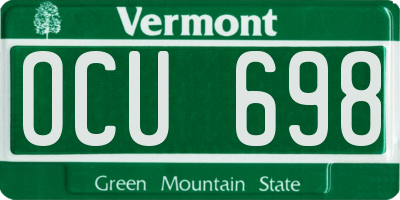 VT license plate OCU698