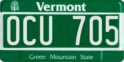 VT license plate OCU705