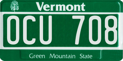 VT license plate OCU708