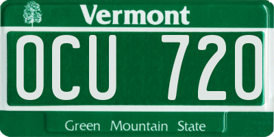 VT license plate OCU720