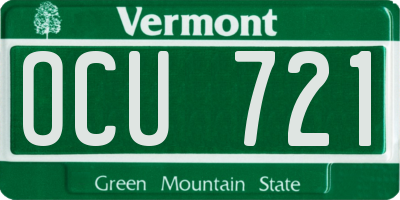 VT license plate OCU721