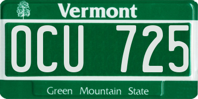 VT license plate OCU725