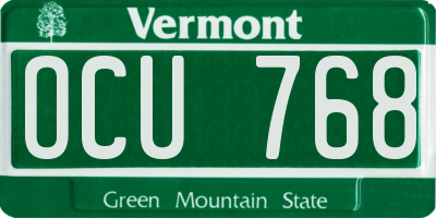 VT license plate OCU768