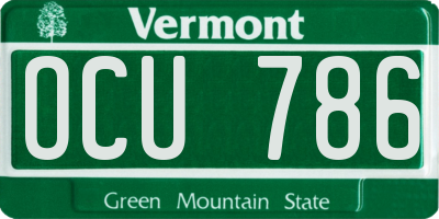 VT license plate OCU786