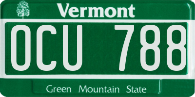 VT license plate OCU788