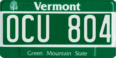 VT license plate OCU804