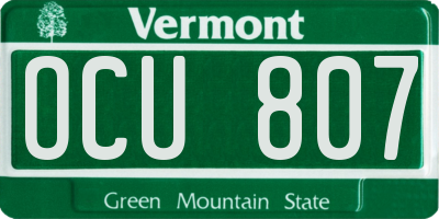VT license plate OCU807