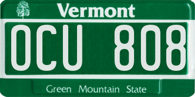 VT license plate OCU808