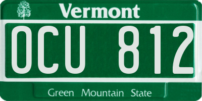 VT license plate OCU812