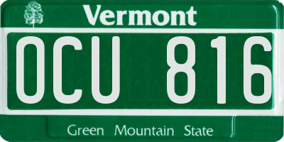 VT license plate OCU816