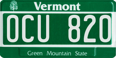 VT license plate OCU820