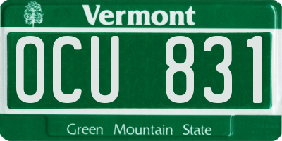 VT license plate OCU831