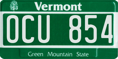 VT license plate OCU854