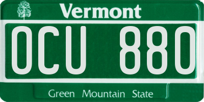VT license plate OCU880