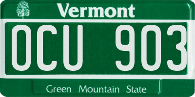 VT license plate OCU903