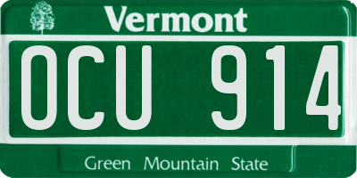 VT license plate OCU914