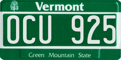VT license plate OCU925