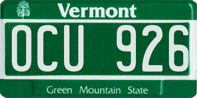 VT license plate OCU926