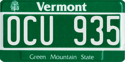 VT license plate OCU935
