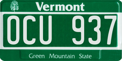 VT license plate OCU937
