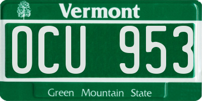 VT license plate OCU953