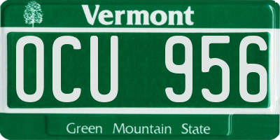 VT license plate OCU956