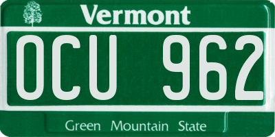 VT license plate OCU962