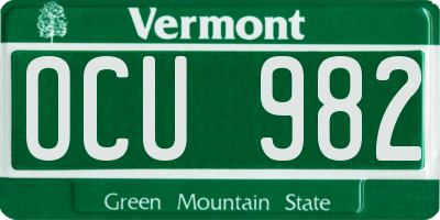 VT license plate OCU982