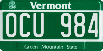 VT license plate OCU984