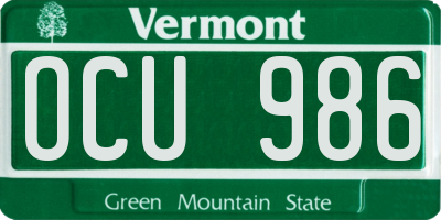 VT license plate OCU986