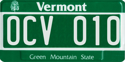 VT license plate OCV010