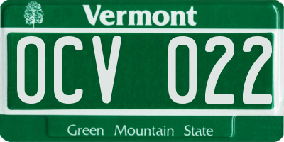 VT license plate OCV022