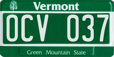 VT license plate OCV037