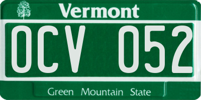 VT license plate OCV052