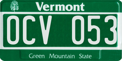 VT license plate OCV053