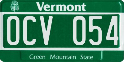 VT license plate OCV054
