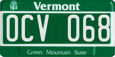 VT license plate OCV068