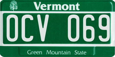 VT license plate OCV069
