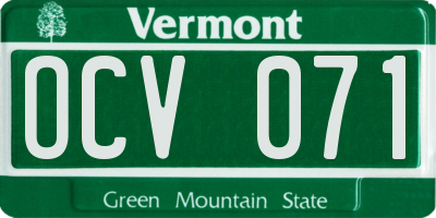 VT license plate OCV071