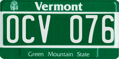 VT license plate OCV076