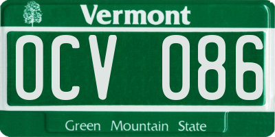 VT license plate OCV086