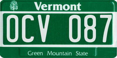 VT license plate OCV087